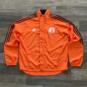 Adidas 2007 Boston Marathon BAA Full Zip Windbreaker Jacket LARGE Orange /White